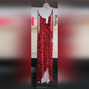 Red leopard print maxi shirt, New York & Company, size XXL